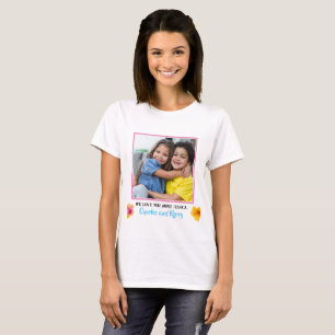 ピンク大理石調のWe Love You Auntスクリプト写真 Tシャツ