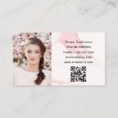ピンク大理石金ゴールド写真エレガントQRコード 名刺 (裏面)