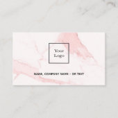 ピンク大理石金ゴールド写真エレガントQRコード 名刺 (正面)