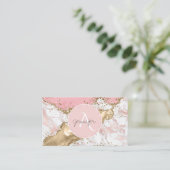 ピンク大理石金ゴールド瑪瑙ダイモダンヤエレガントモンド 名刺 (スタンド正面)