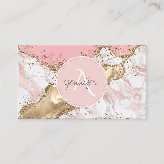 ピンク大理石金ゴールド瑪瑙ダイモダンヤエレガントモンド 名刺 (正面)