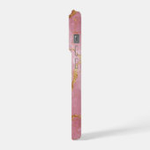 💖 ピンク大理石 ゴールドベイン ✨ ラグジュアリー フェミニン モダン iPhoneケース (左側面)
