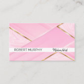 ピンク大理石 |メタリック金ゴールド 名刺 (正面)