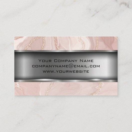 ピンク大理石 | メタル 名刺 (裏面)