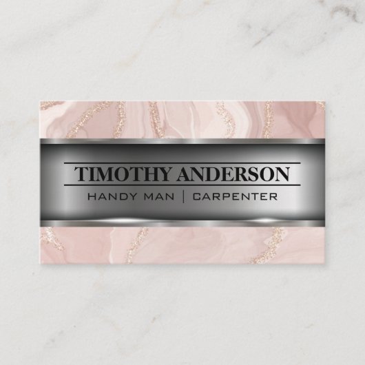 ピンク大理石 | メタル 名刺 (正面)