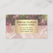 ピンク大理石 | 布張りの | スターダスト 名刺 (裏面)