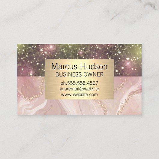 ピンク大理石 | 布張りの | スターダスト 名刺 (裏面)