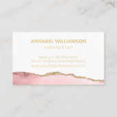 ピンク大理石&金ゴールドグリッターメイクアップ名刺 名刺 (裏面)