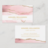 ピンク大理石&金ゴールドグリッターメイクアップ名刺 名刺 (正面/裏面)