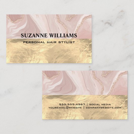 ピンク大理石 | 金箔 名刺 (正面/裏面)