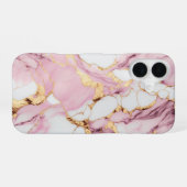 ピンク大理石 iPhone 16ケース (裏面横)