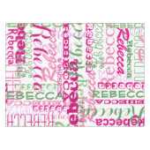 ピンク女の子および緑の一流のコラージュのすべてのプリント テーブルクロス (正面(横))