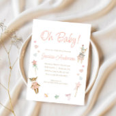 ピンク女の子のおもちゃ赤ちゃん素朴シャワー 招待状