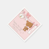 ピンク女の子の赤ちゃんシャワーパーティーナプキン スタンダードカクテルナプキン (角)