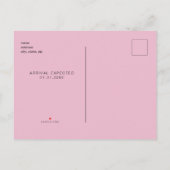 ピンク女の子の超音波写真が到着する予定 案内ポストカード (裏面)