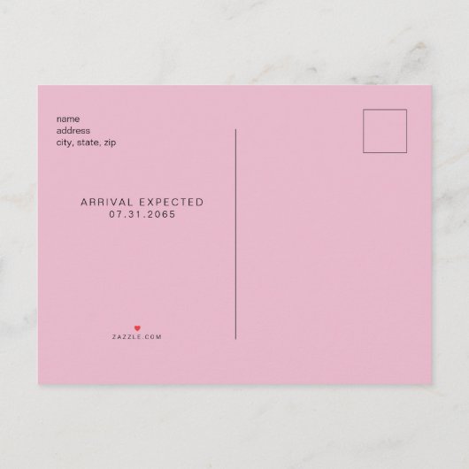 ピンク女の子の超音波写真が到着する予定 案内ポストカード (裏面)