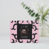 ピンク女の子の超音波写真が到着する予定 案内ポストカード (スタンド正面)