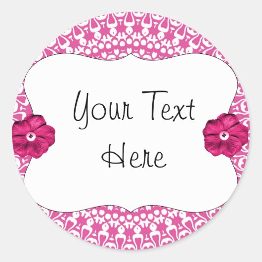 ピンク女の子らしパーティーカップケーキトッパー/ラベル/シール ラウンドシール (正面)