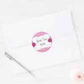 ピンク女の子らしパーティーカップケーキトッパー/ラベル/シール ラウンドシール (封筒)