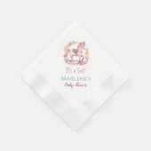 ピンク女の子ロッキングホース赤ちゃんシャワーナプキン 縁ありカクテルナプキン (角)