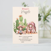ピンク女性のカーボーイウェスタンベビーシャワーディパーラッフル エンクロージャーカード (スタンド正面)