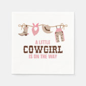 ピンク女性のカーボーイウェスタンベビーシャワー スタンダードカクテルナプキン (正面)