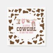 ピンク女性のカーボーイウェスタンベビーシャワー スタンダードカクテルナプキン (正面)