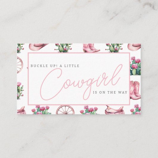 ピンク女性のカーボーイウエスタンサボスブックスベビー エンクロージャーカード (裏面)