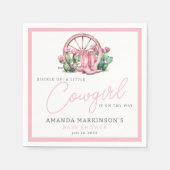 ピンク女性のカーボーイウエスタンサボスベビーシャワー スタンダードカクテルナプキン (正面)