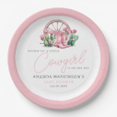 ピンク女性のカーボーイウエスタンサボスベビーシャワー ペーパープレート (正面)