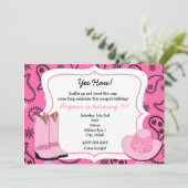 ピンク女性のカーボーイウエスタンバンダナペイズリー招待状 招待状 (スタンド正面)