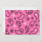 ピンク女性のカーボーイウエスタンバンダナペイズリー招待状 招待状 (裏面)