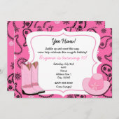 ピンク女性のカーボーイウエスタンバンダナペイズリー招待状 招待状 (正面/裏面)