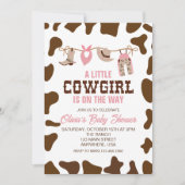 ピンク女性のカーボーイウエスタンベビーシャワー招待状 招待状 (正面)