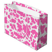 ピンク女性のカーボーイカウスキンロデオアニマルプリント ラージペーパーバッグ (裏面アングル)