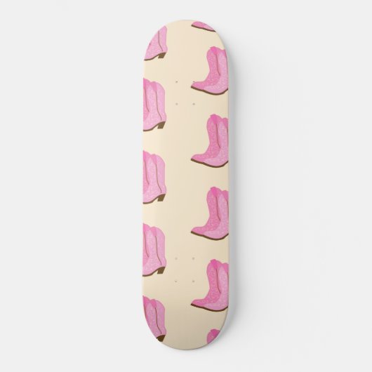 ピンク女性のカーボーイカウボーイブーツカントリーテキサス州ランチ スケートボード (正面)