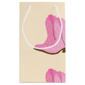 ピンク女性のカーボーイカウボーイブーツカントリーテキサス州ランチ スモールペーパーバッグ (裏面)