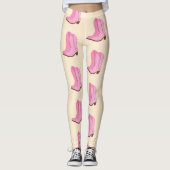 ピンク女性のカーボーイカウボーイブーツカントリーテキサス州ランチ レギンス (正面)