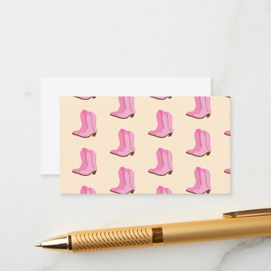 ピンク女性のカーボーイカウボーイブーツカントリーテキサス州牧場 エンクロージャーカード (正面/裏面インサイチュ)
