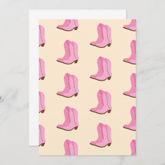 ピンク女性のカーボーイカウボーイブーツカントリーテキサス州牧場 サンキューカード (正面/裏面)