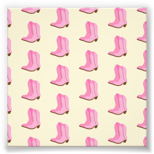 ピンク女性のカーボーイカウボーイブーツカントリーテキサス州牧場 フォトプリント (正面)