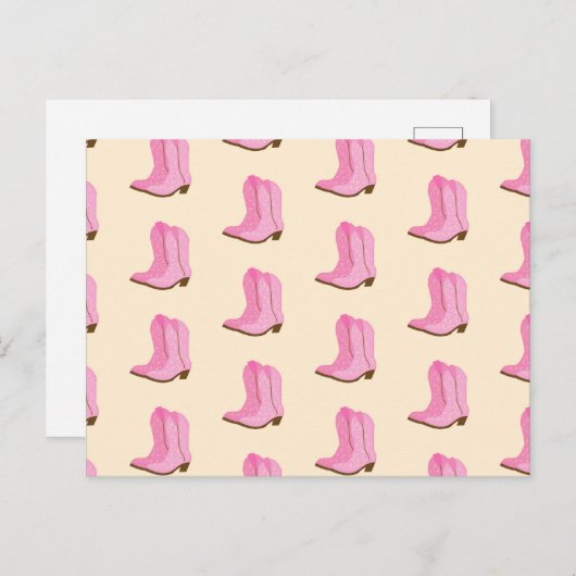 ピンク女性のカーボーイカウボーイブーツカントリーテキサス州牧場 ポストカード (正面/裏面)