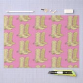 ピンク女性のカーボーイカウボーイブーツ 薄葉紙 (クラフト)