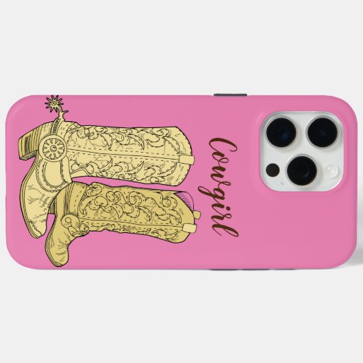 ピンク女性のカーボーイカウボーイブーツ Case-Mate iPhoneケース (裏面 (横))