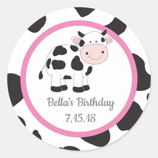 ピンク女性のカーボーイカスタムステッカー ラウンドシール (正面)