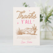 ピンク女性のカーボーイサンキューカード サンキューカード (スタンド正面)