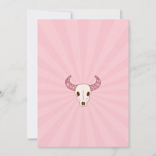 ピンク女性のカーボーイディスコの誕生日 招待状 (裏面)