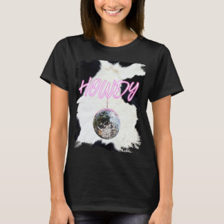 ピンク女性のカーボーイディスコボールカウボーイハウディ Tシャツ