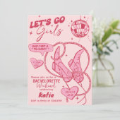 ピンク女性のカーボーイディスコロデオバチェロレッテウィークエンド 招待状 (スタンド正面)