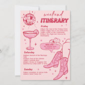 ピンク女性のカーボーイディスコロデオバチェロレッテウィークエンド 招待状 (裏面)